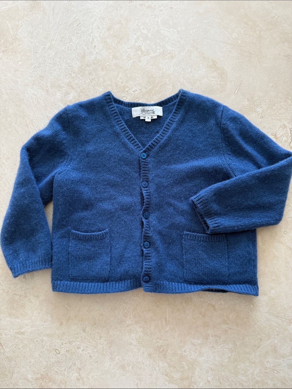 Bonpoint navy blue button-front cardigan size 3